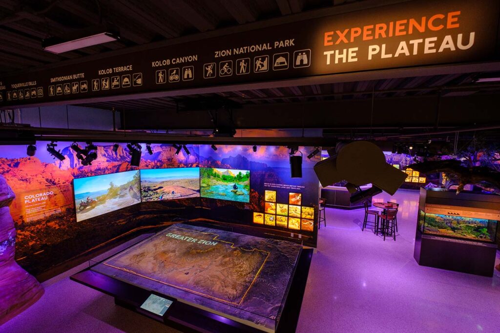 Greater Zion Visitor Center Experience The Plateau signage