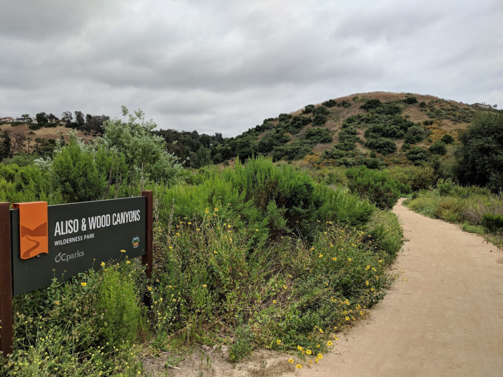 Aliso Woods Canyons Wilderness Park entrance sign at OC Parks