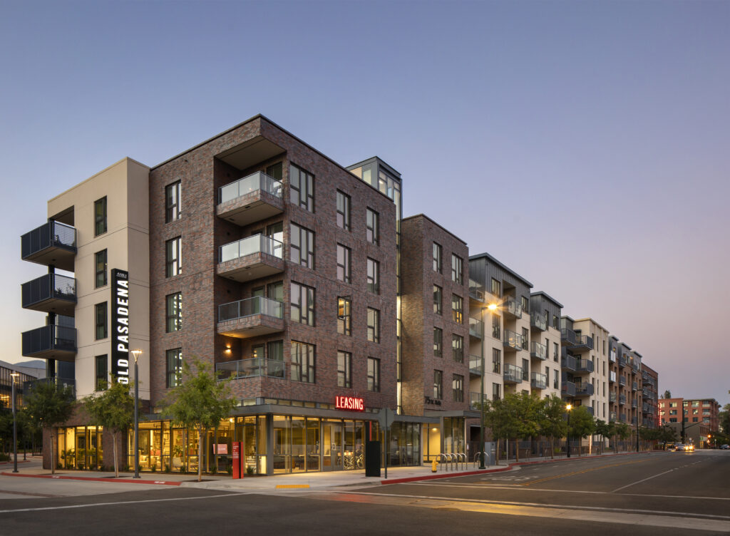 View of the 100 West Walnut development on Holly Street in Old Pasadena